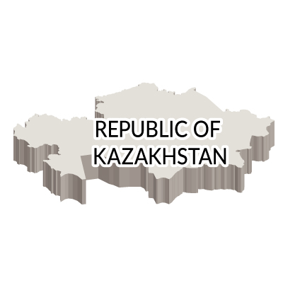 カザフスタン共和国無料フリーイラスト｜英語・立体(白)